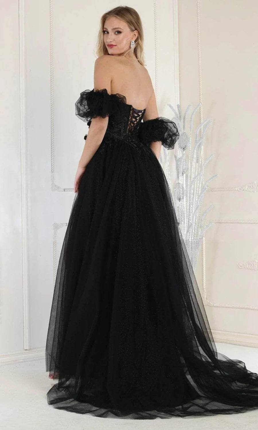 3D Floral Strapless A-line Slit Gown by May Queen MQ1961