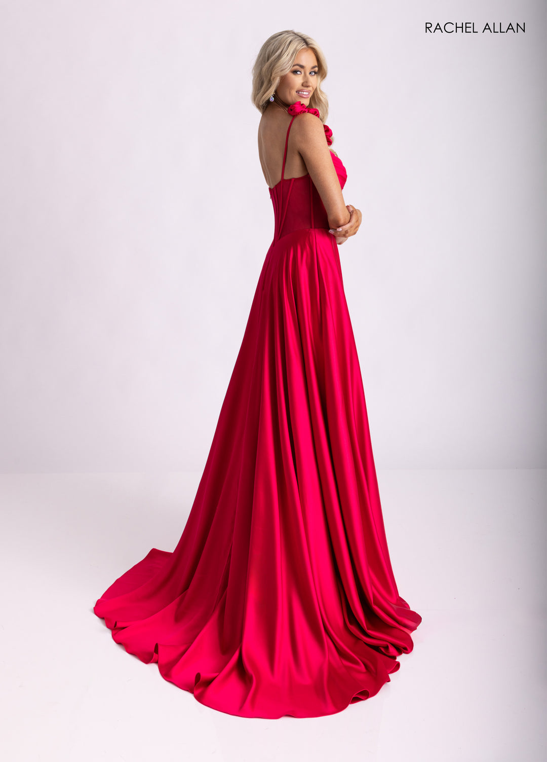 One Shoulder A-line Slit Gown by Rachel Allan 71004