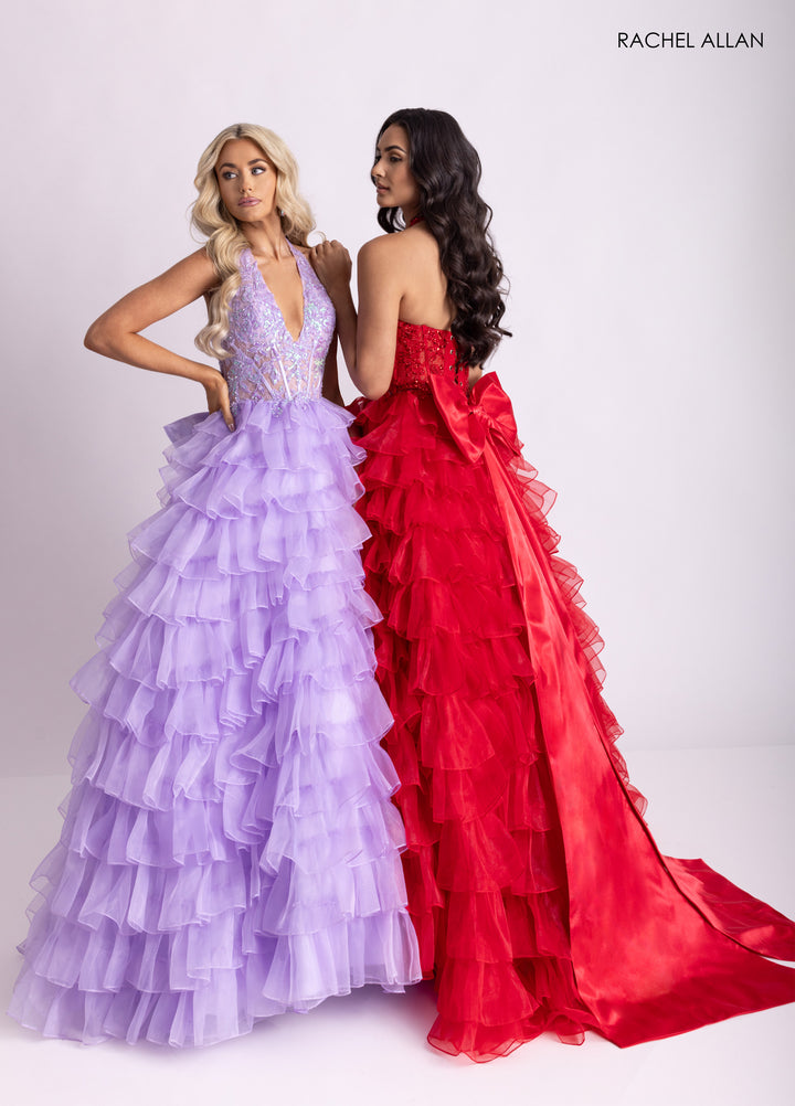 Halter A-line Ruffled Gown by Rachel Allan 71006
