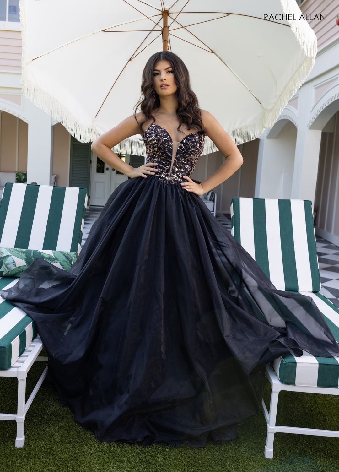 Cheetah Print Strapless Gown by Rachel Allan 71026