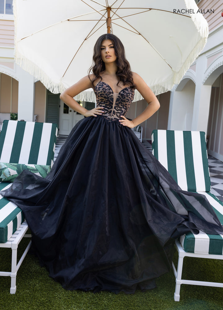 Cheetah Print Strapless Gown by Rachel Allan 71026