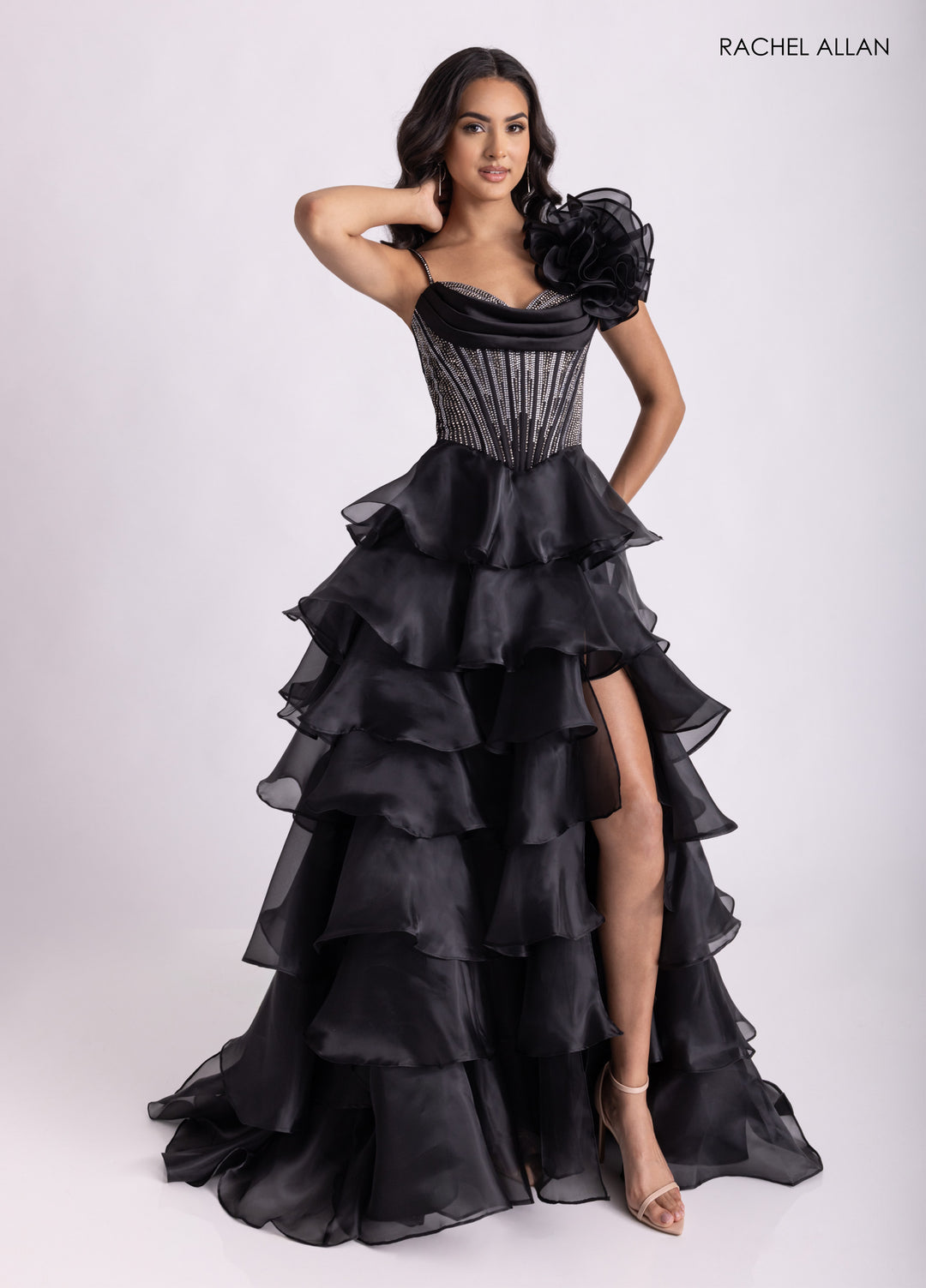 Ruffled High Low Gown by Rachel Allan 71049