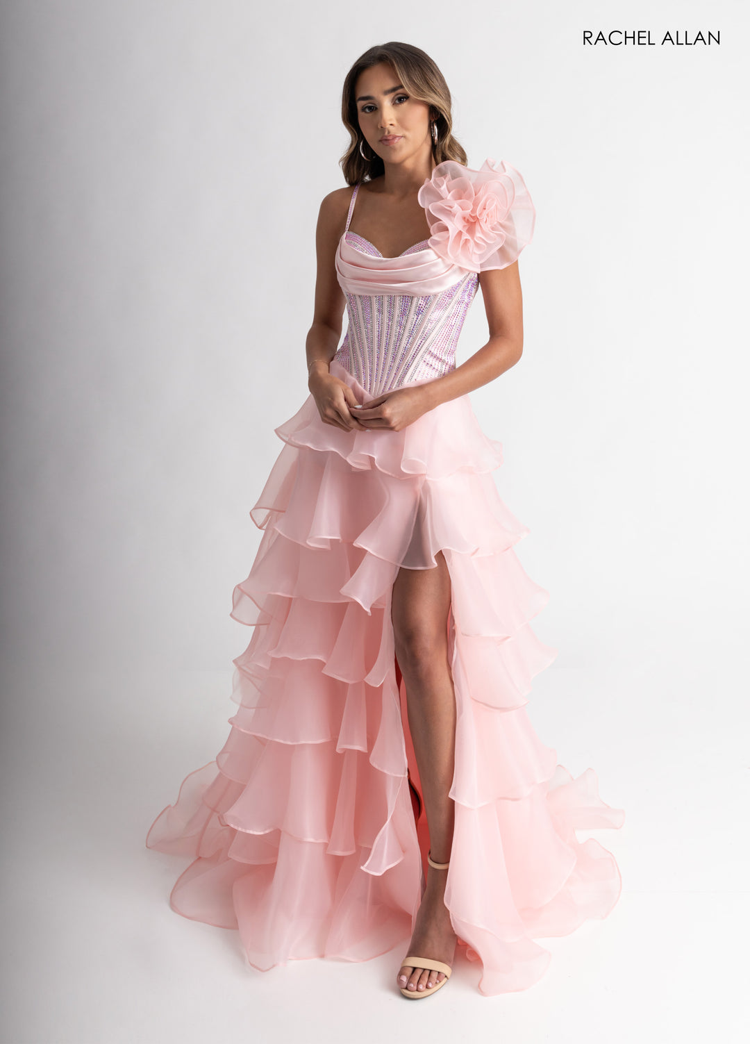 Ruffled High Low Gown by Rachel Allan 71049