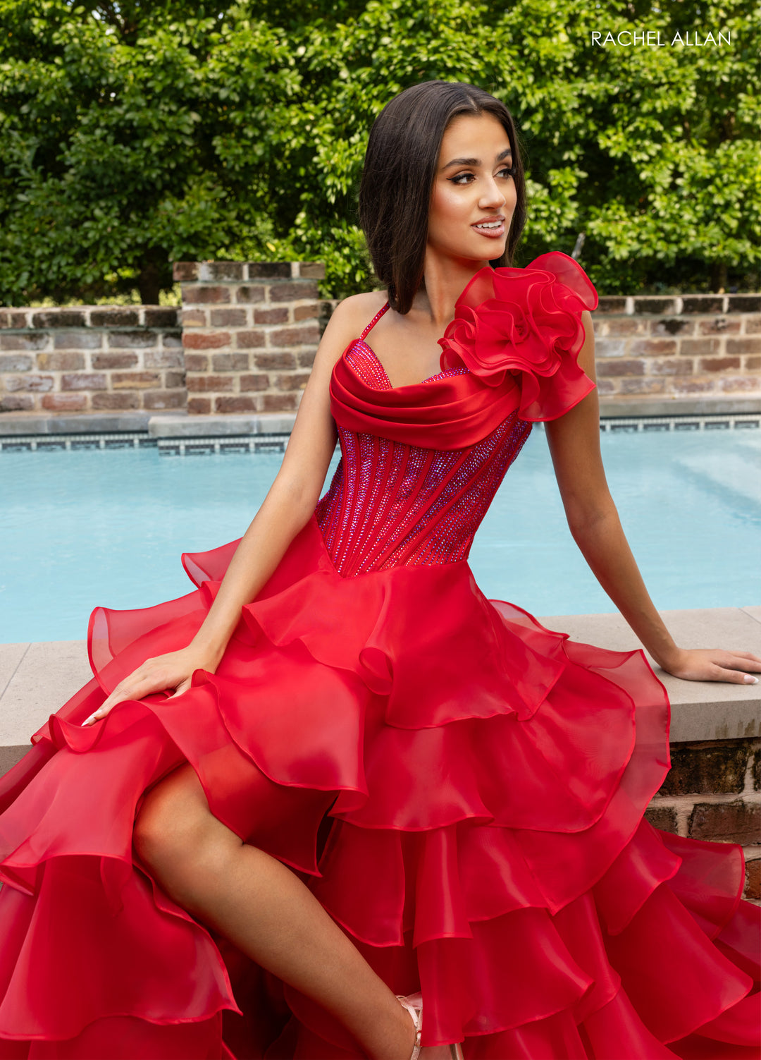Ruffled High Low Gown by Rachel Allan 71049