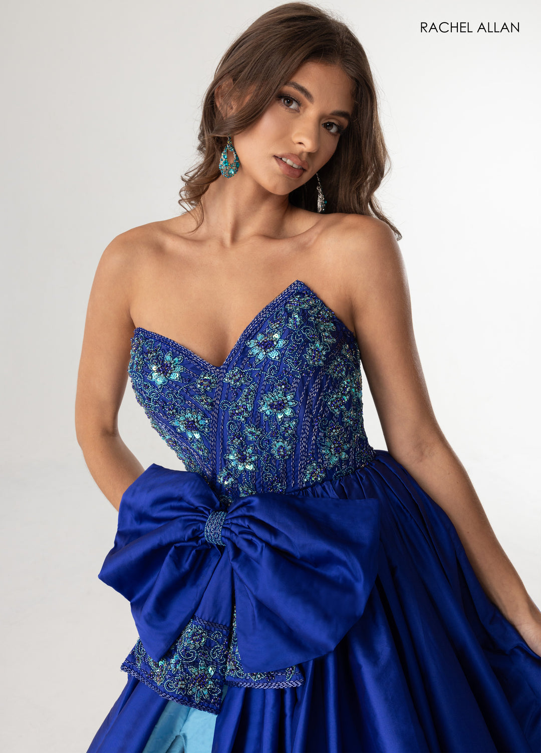 Strapless A-line Slit Gown by Rachel Allan 71068