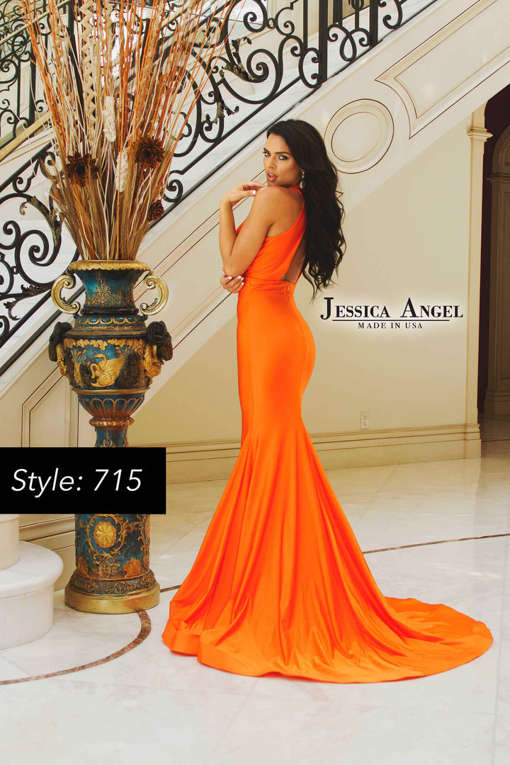 Jersey Fitted Keyhole Gown by Jessica Angel 715