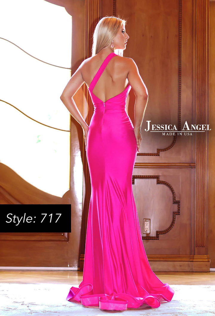 Jersey Fitted One Shoulder Gown by Jessica Angel 717
