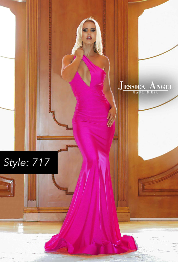 Jersey Fitted One Shoulder Gown by Jessica Angel 717