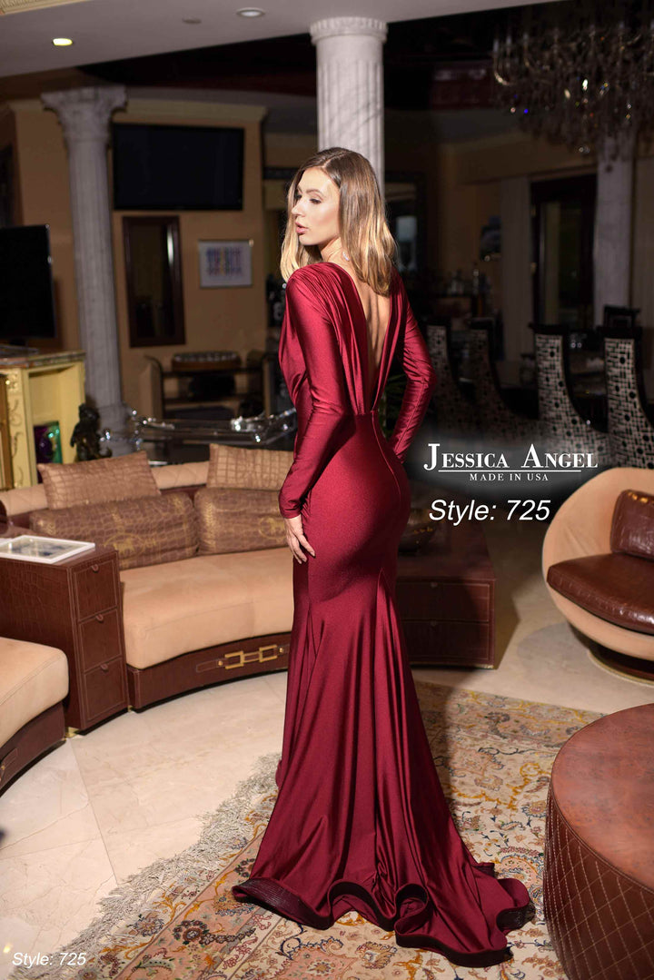 Jersey Fitted Long Sleeve Gown by Jessica Angel 725
