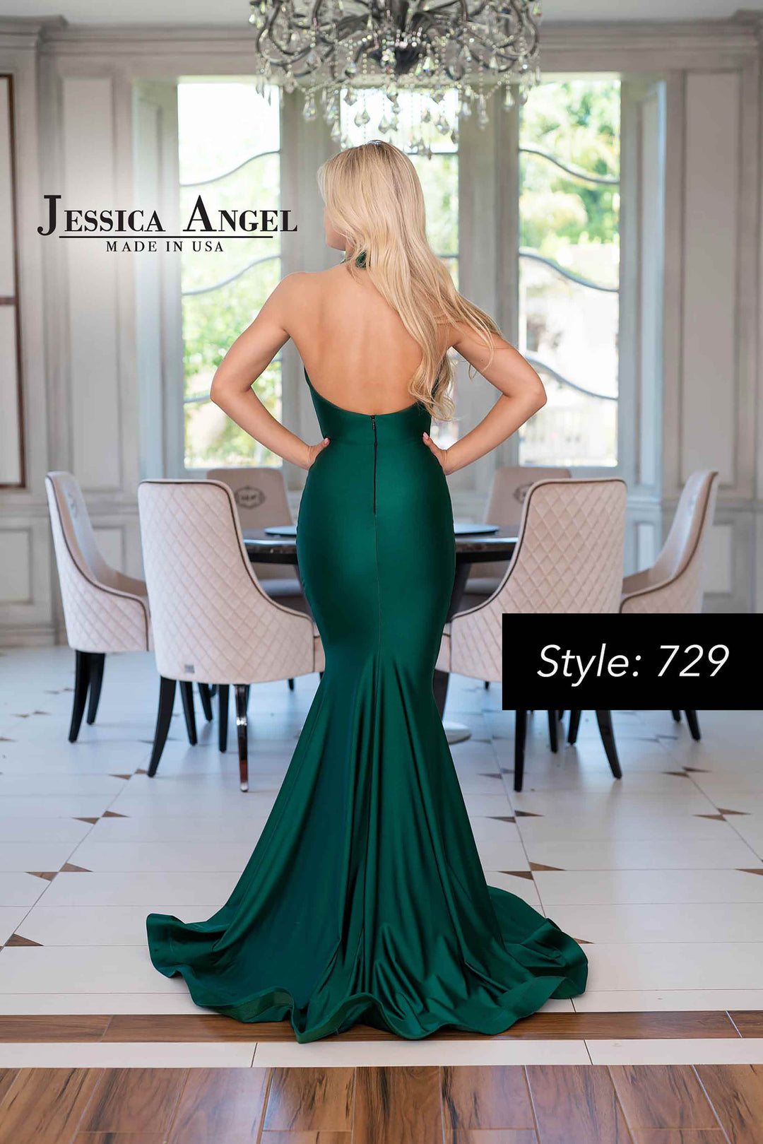 Jersey Fitted Halter Gown by Jessica Angel 729