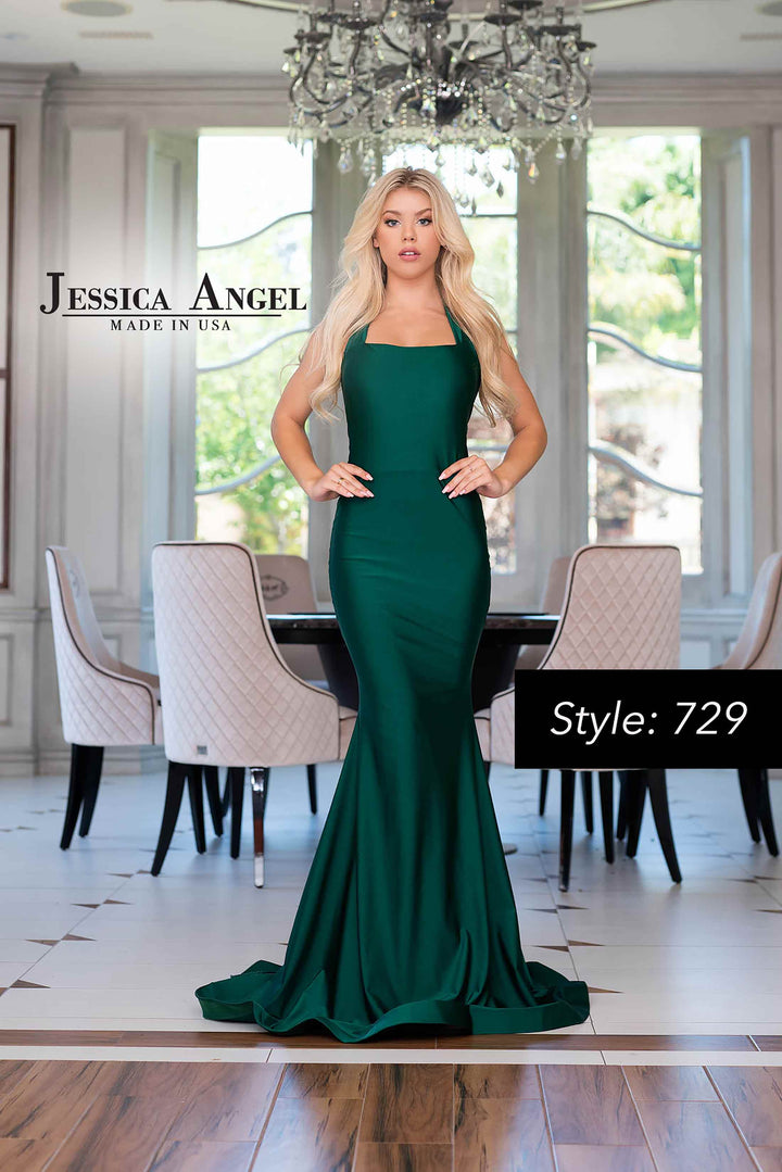 Jersey Fitted Halter Gown by Jessica Angel 729