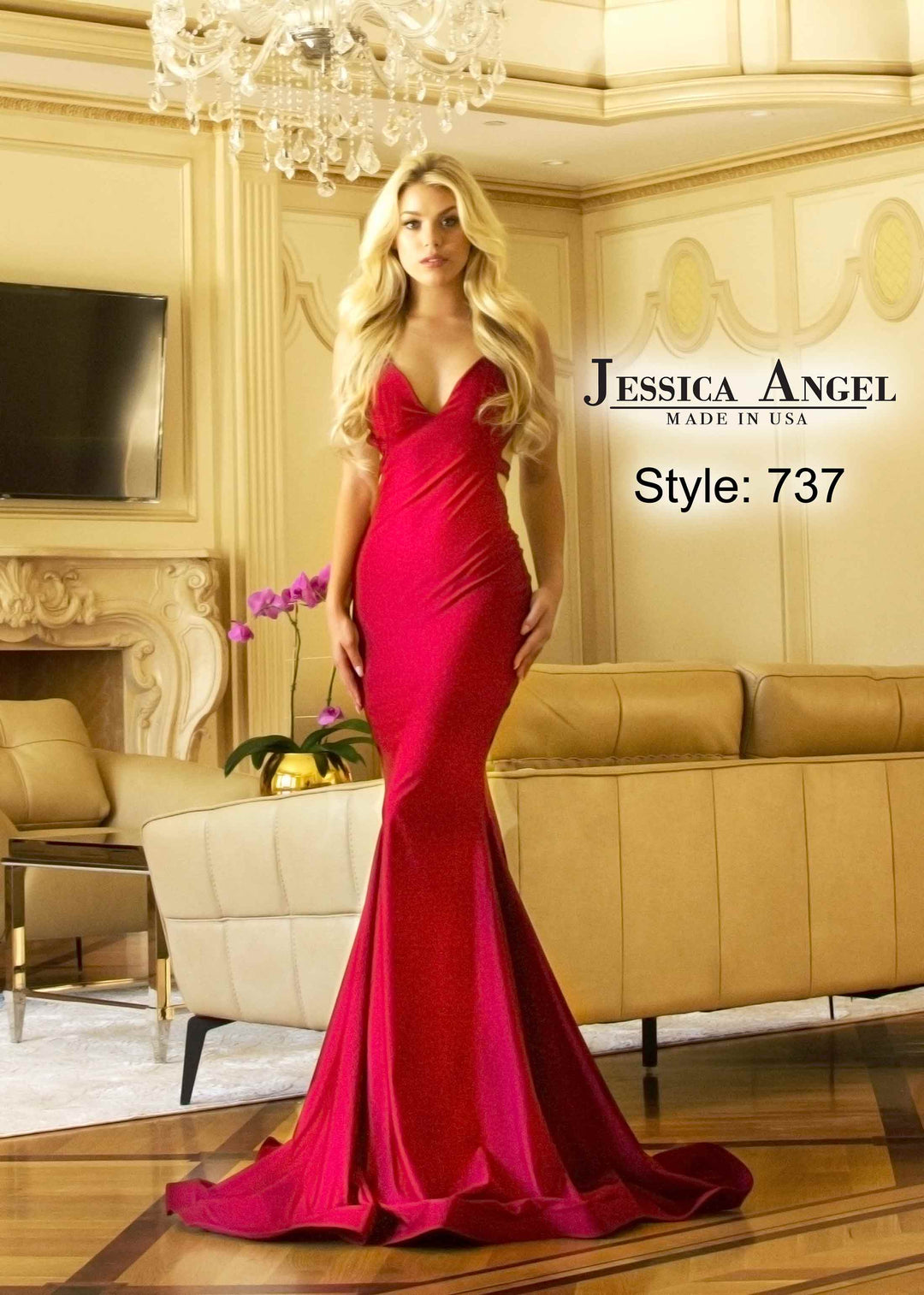 Jersey Fitted Sleeveless Gown by Jessica Angel 737