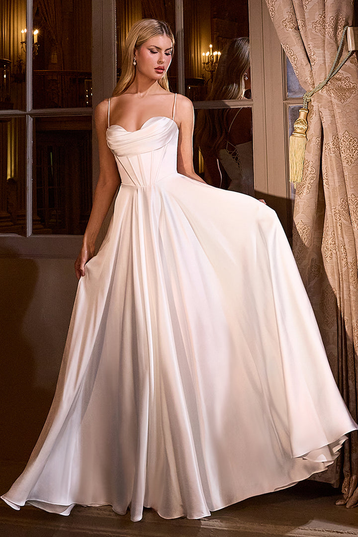 White Sleeveless A-line Gown by Ladivine 7481W