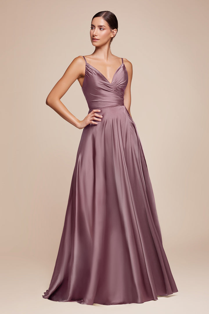 Long Sweetheart Satin Dress by Cinderella Divine 7485