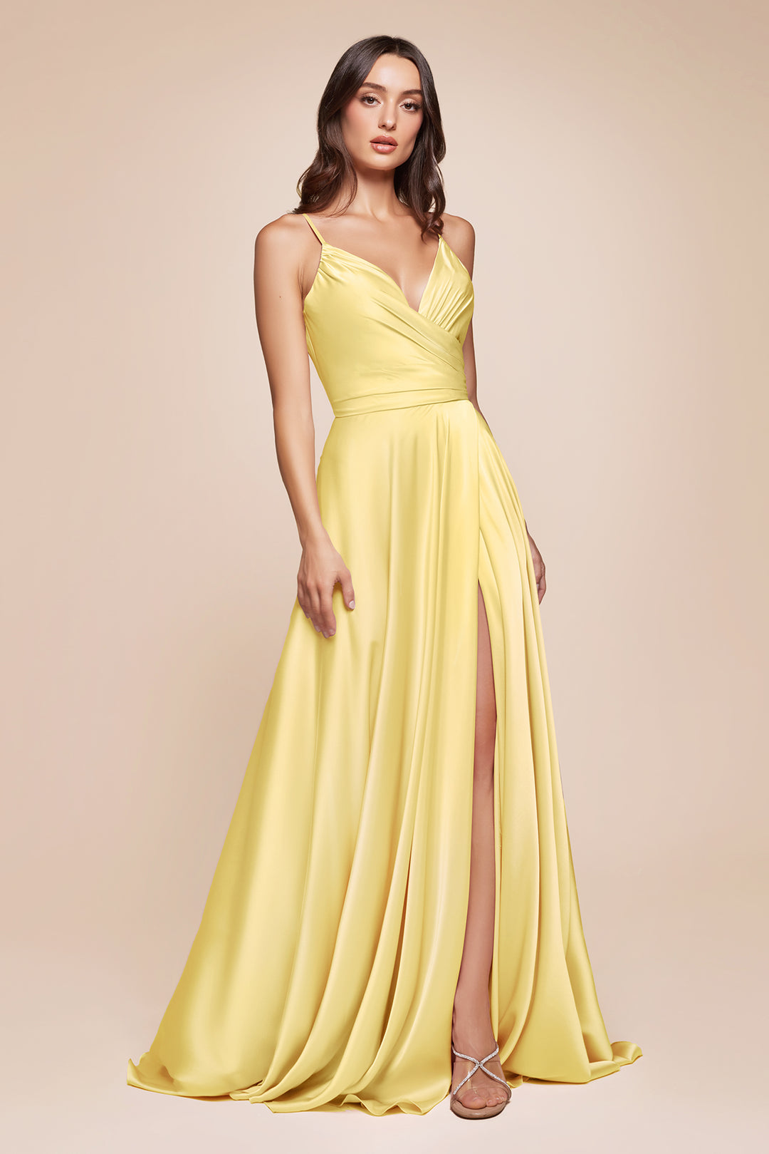 Long Sweetheart Satin Dress by Cinderella Divine 7485