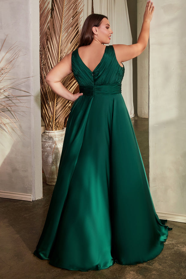 Plus Size Satin Sleeveless Keyhole Gown by Ladivine 7497C