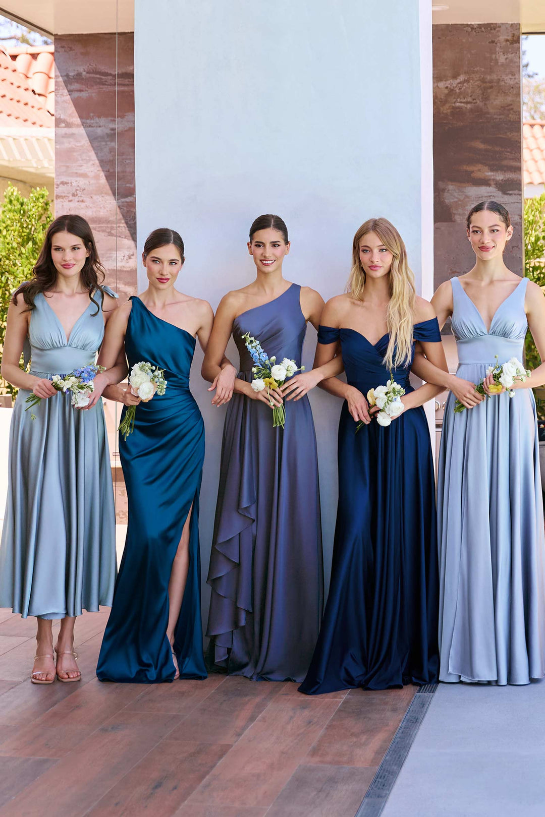 Satin One Shoulder A-line Slit Gown by Ladivine 7450