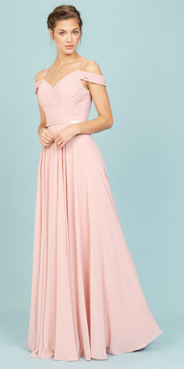 Chiffon Cold Shoulder A-line Gown by Eureka 7611