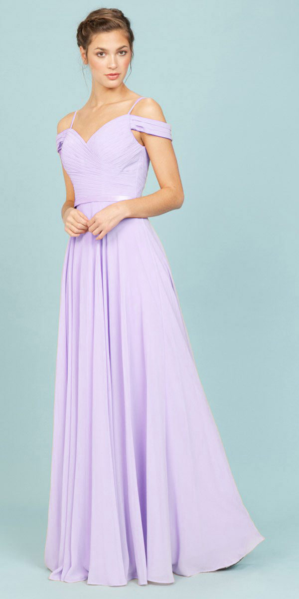 Chiffon Cold Shoulder A-line Gown by Eureka 7611