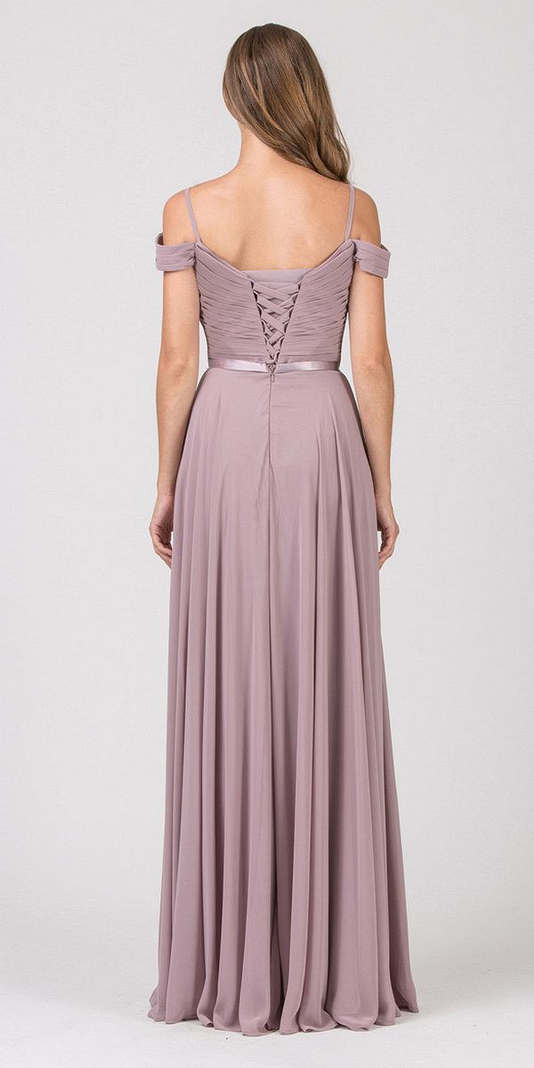 Chiffon Cold Shoulder A-line Gown by Eureka 7611