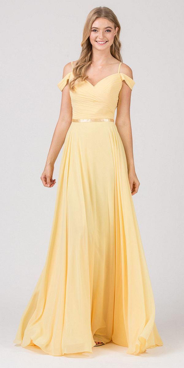 Chiffon Cold Shoulder A-line Gown by Eureka 7611