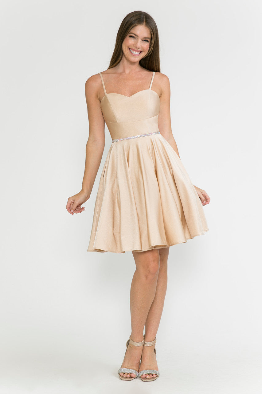 Satin Short Sleeveless Dress by Lenovia 5261