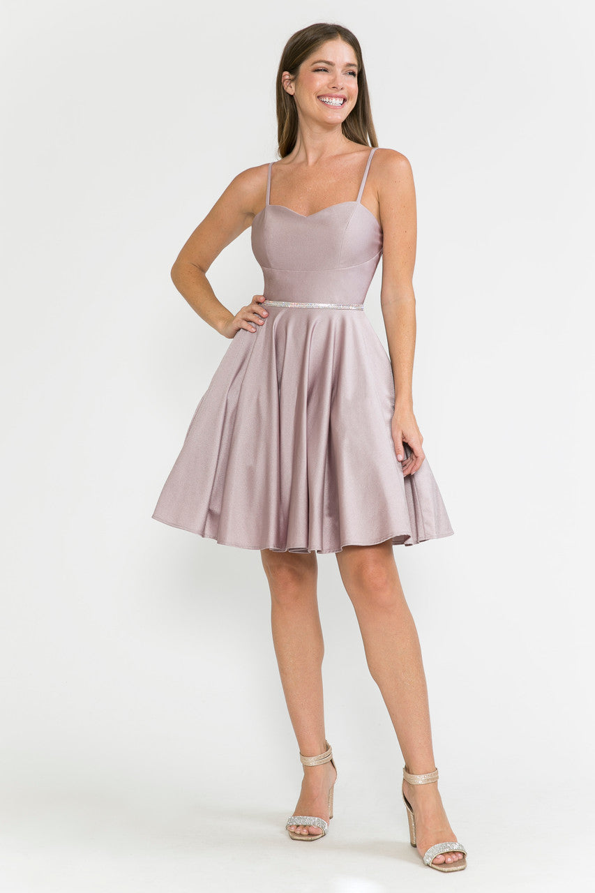 Satin Short Sleeveless Dress by Lenovia 5261