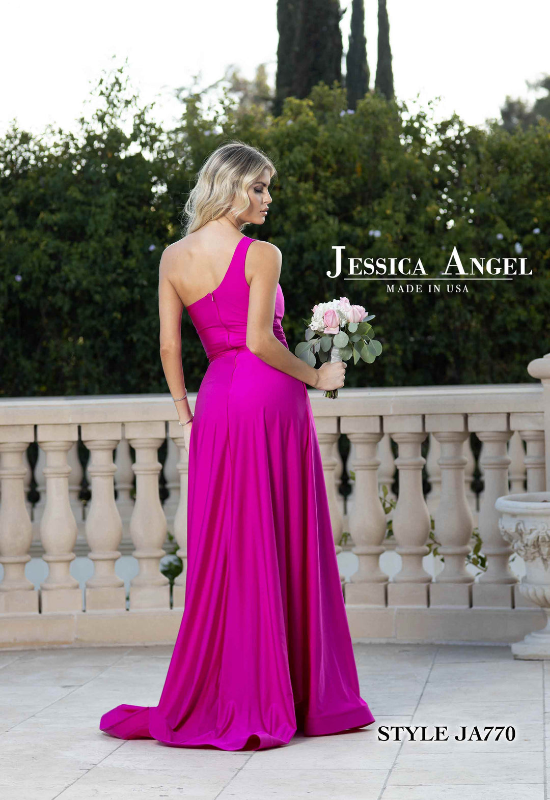 Jersey One Shoulder A-line Gown by Jessica Angel 770