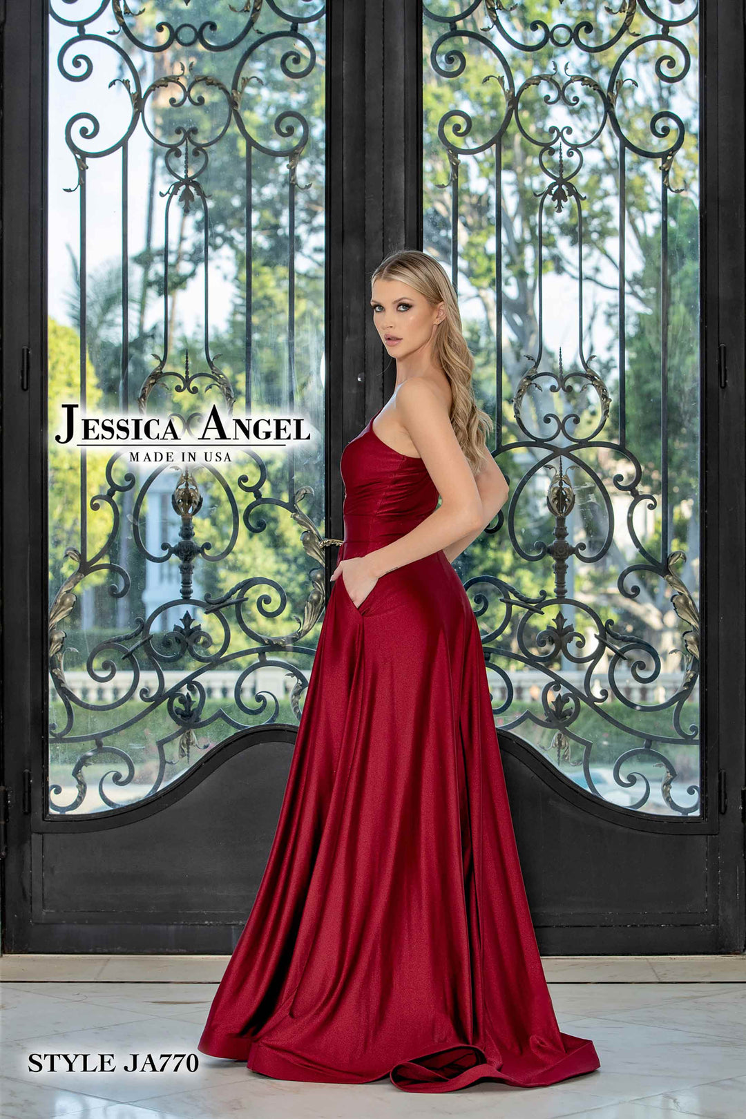 Jersey One Shoulder A-line Gown by Jessica Angel 770