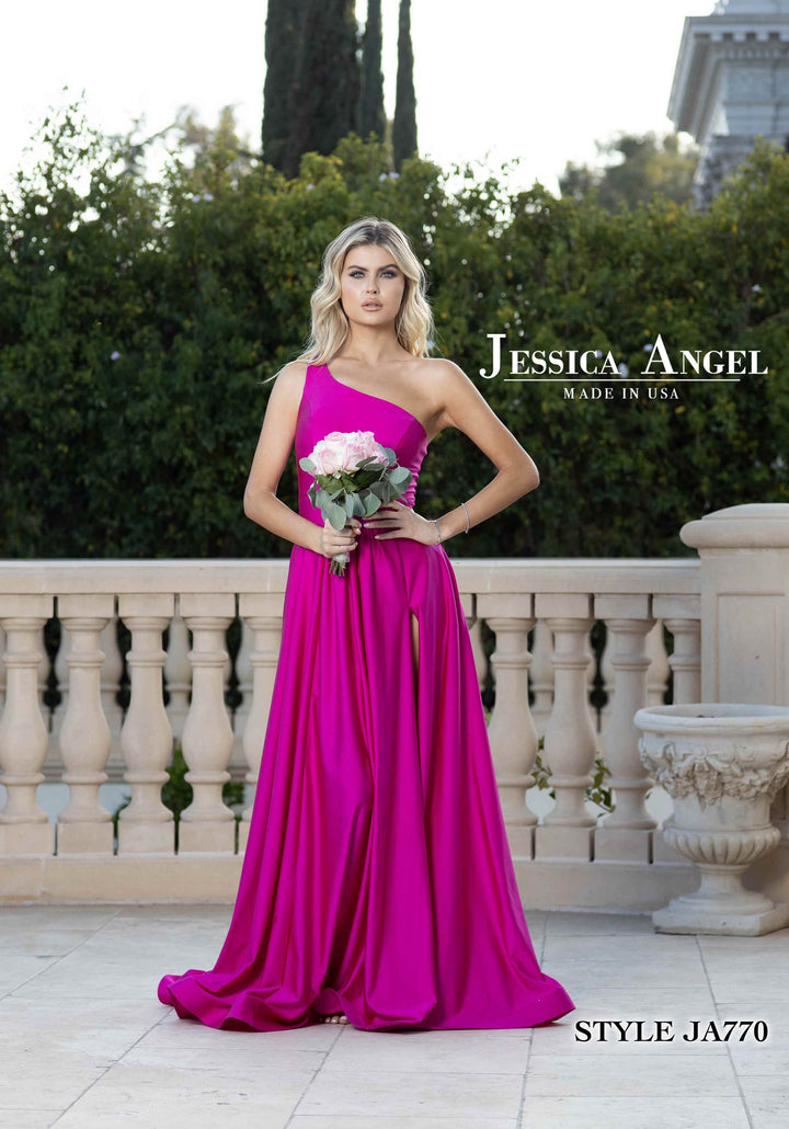 Jersey One Shoulder A-line Gown by Jessica Angel 770