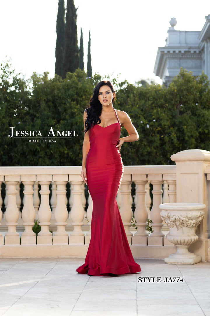 Jersey Fitted Halter Gown by Jessica Angel 774
