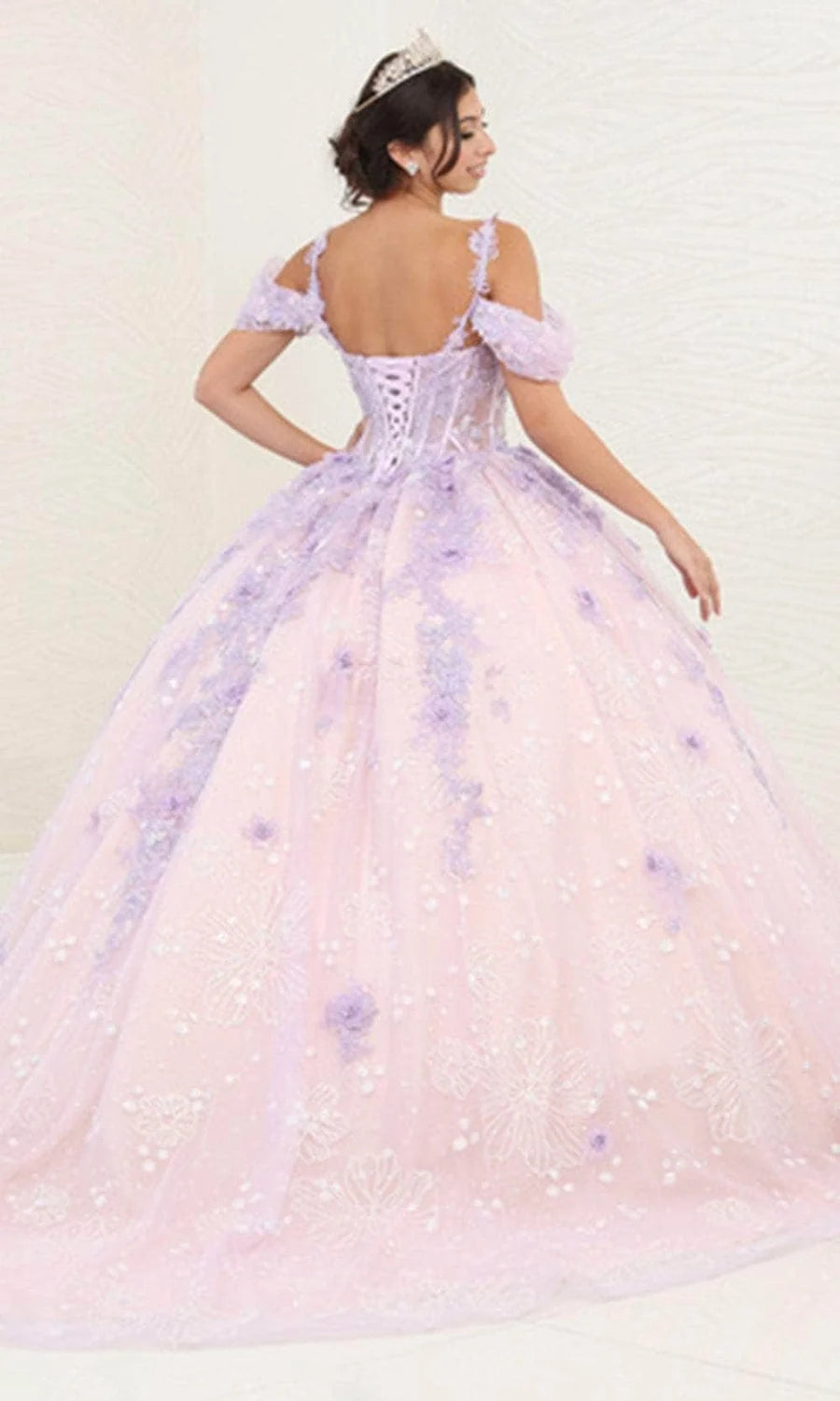 Applique Cold Shoulder Ball Gown by May Queen LK257