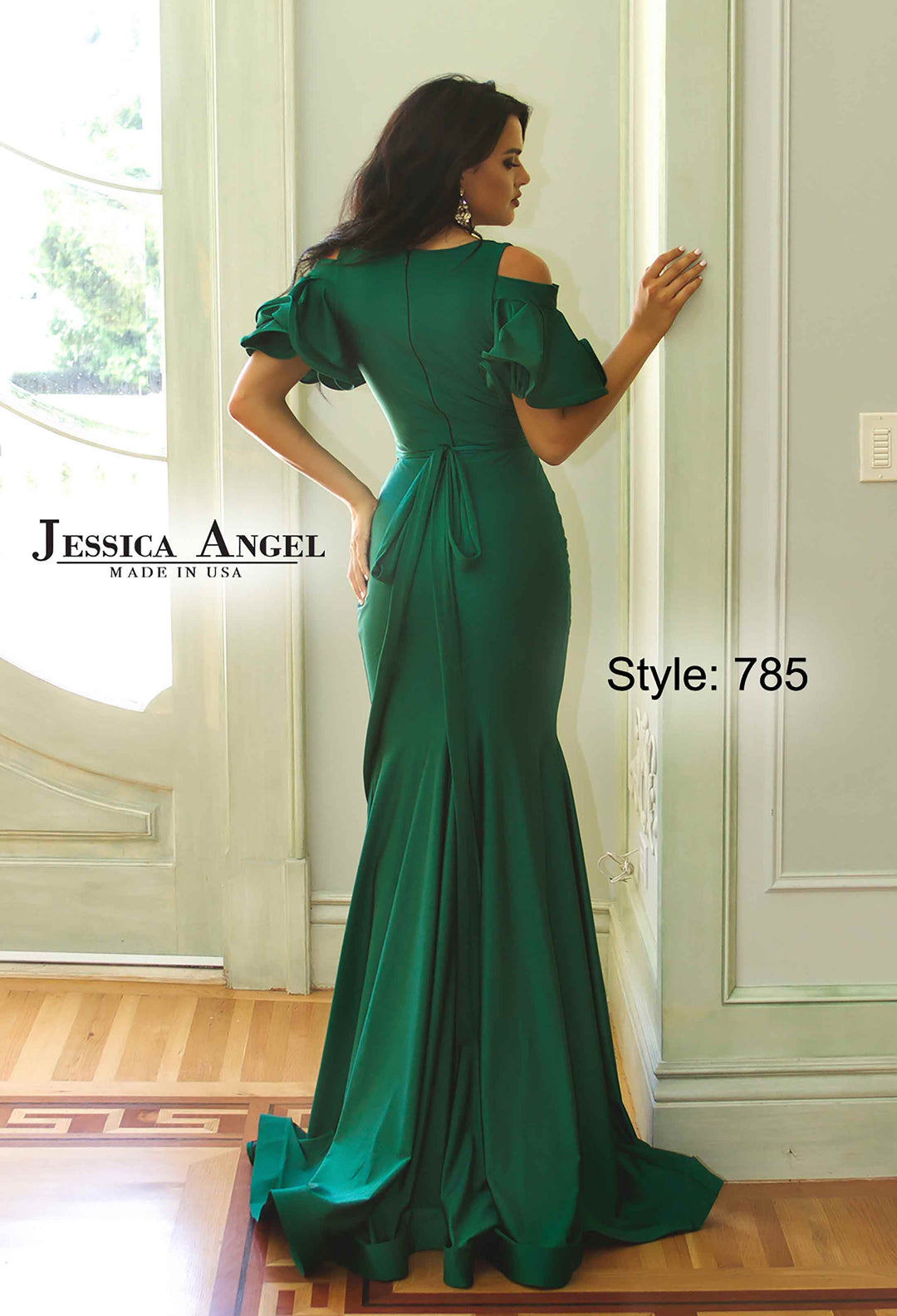 Jersey Fitted Short Sleeve Gown by Jessica Angel 785