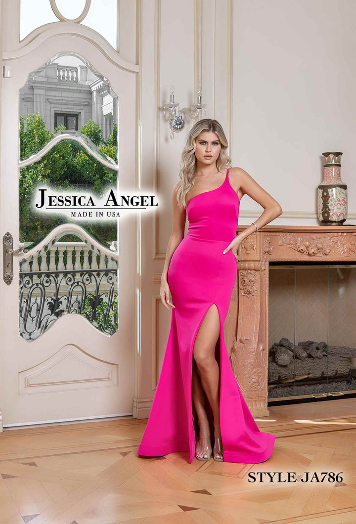 Scuba Fitted One Shoulder Gown by Jessica Angel 786