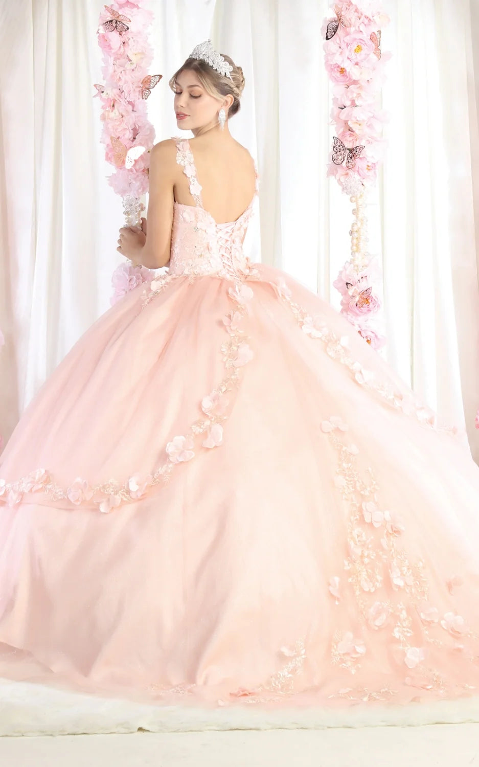 3D Floral Strapless Ball Gown by May Queen LK177