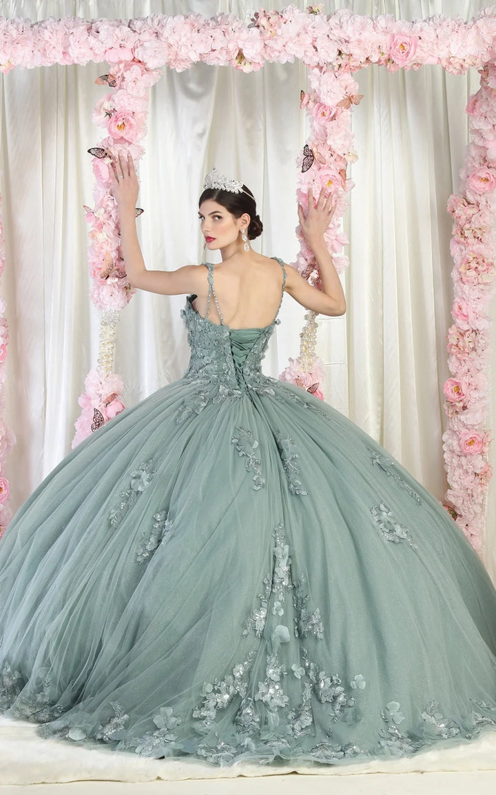 3D Floral Sleeveless Ball Gown by May Queen LK159