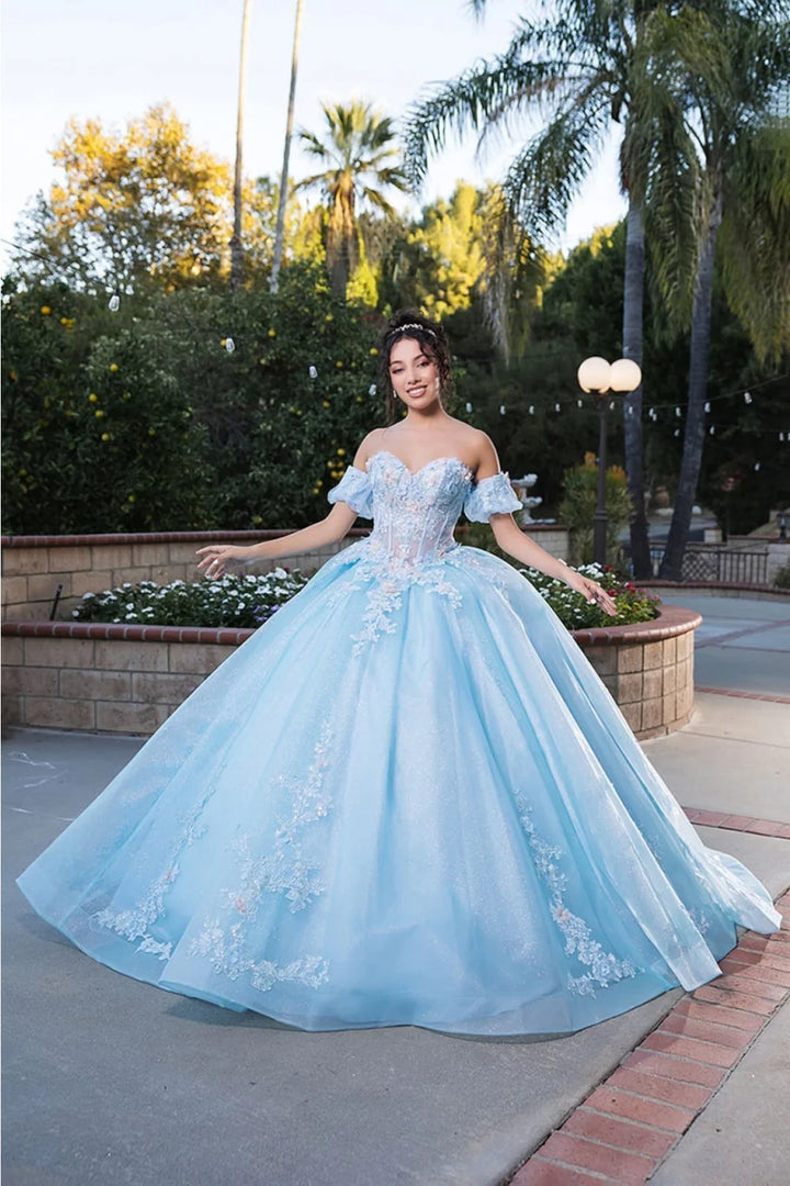 Applique Strapless Ball Gown by May Queen LK245
