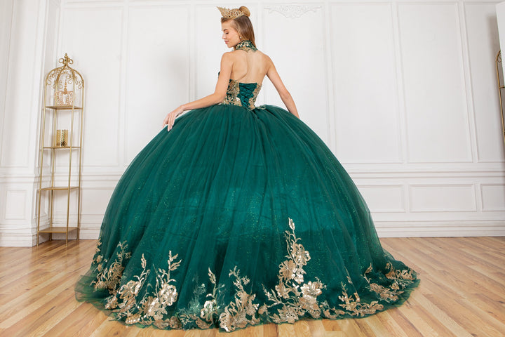 Sequin Cape Sleeve Ball Gown by Cinderella Couture 8064J