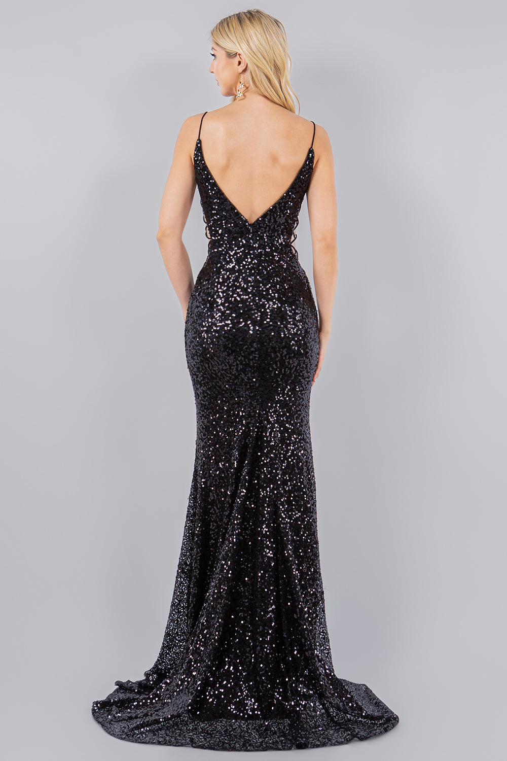 Fitted Sequin Sleeveless Slit Gown by Cinderella Couture 8078J