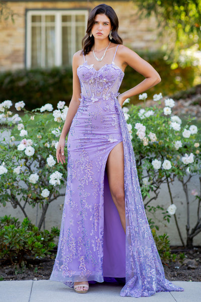 3D Butterfly Sleeveless Slit Gown by Cinderella Couture 8079J