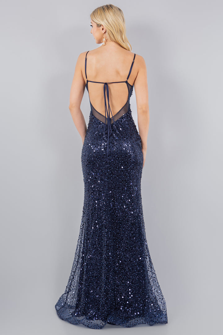 Fitted Sequin Sleeveless Slit Gown by Cinderella Couture 8081J