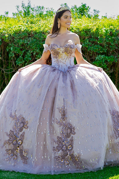 Beaded Off Shoulder Ball Gown by Cinderella Couture 8087J
