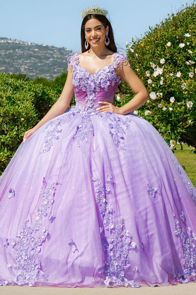 Floral Ombre Cap Sleeve Ball Gown by Cinderella Couture 8088J