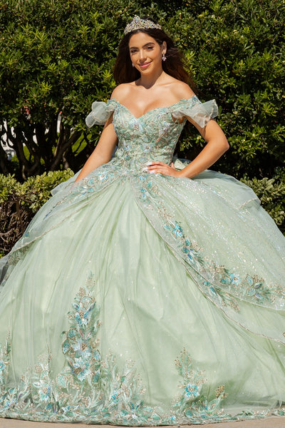 Applique Off Shoulder Ball Gown by Cinderella Couture 8089J