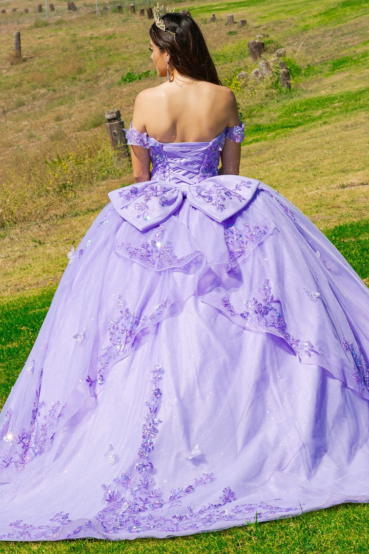 3D Butterfly Off Shoulder Ball Gown by Cinderella Couture 8111J