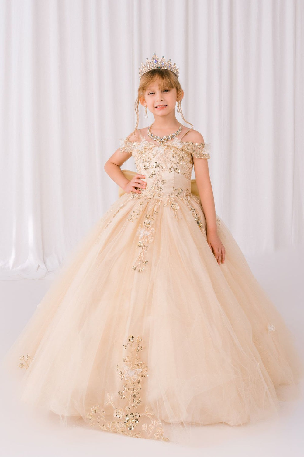 Girls Butterfly Off Shoulder Gown by Cinderella Couture 8111