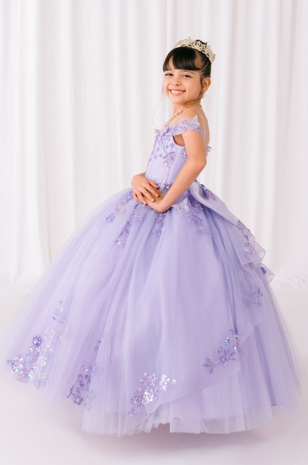 Girls Butterfly Off Shoulder Gown by Cinderella Couture 8111