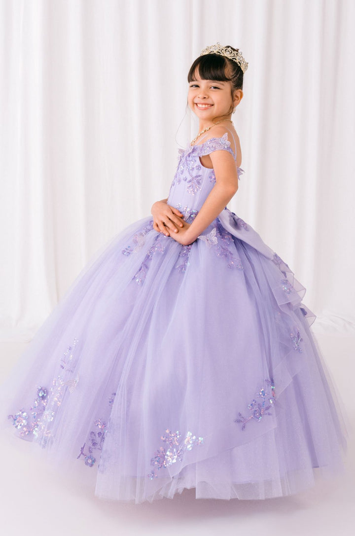 Girls Butterfly Off Shoulder Gown by Cinderella Couture 8111