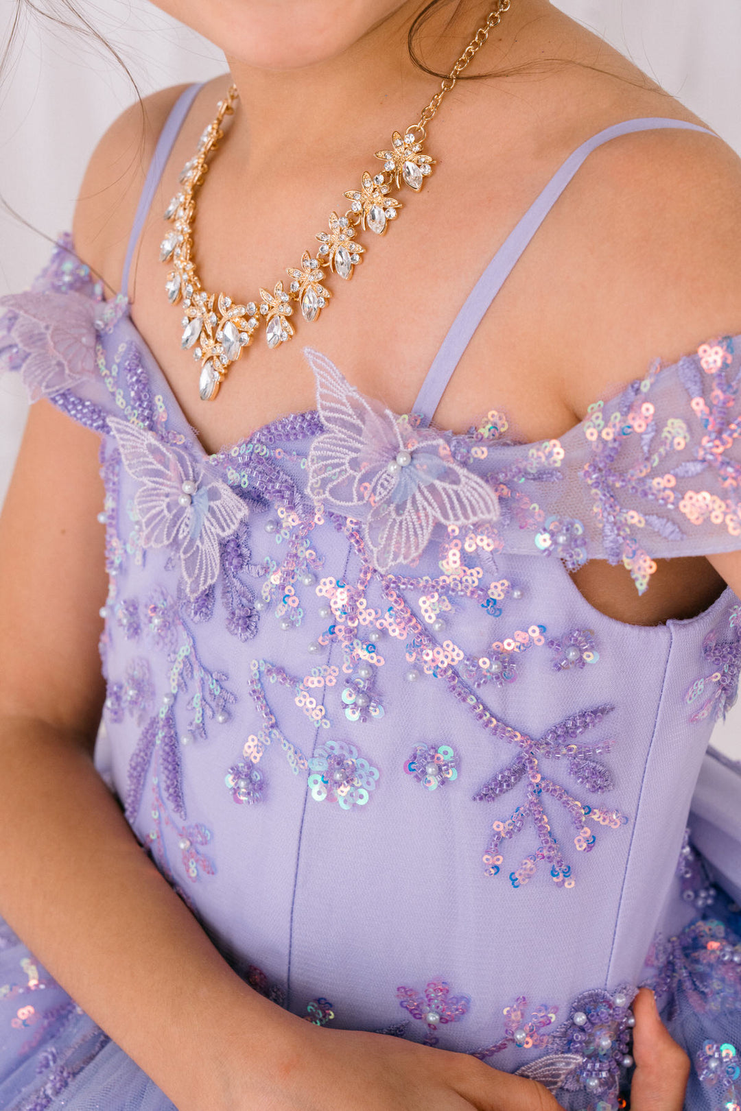 Girls Butterfly Off Shoulder Gown by Cinderella Couture 8111