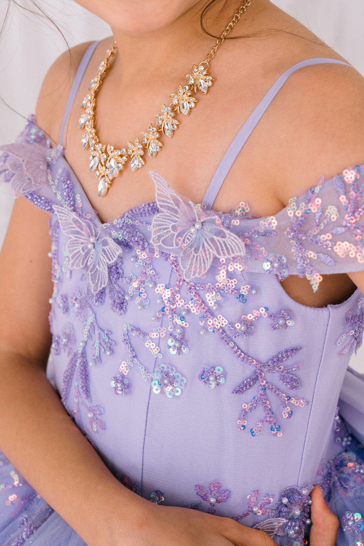 Girls Butterfly Off Shoulder Gown by Cinderella Couture 8111